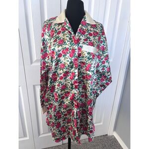 Audrey Lutton Vintage Button Up Floral Pajama Shirt Loungewear Top Medium